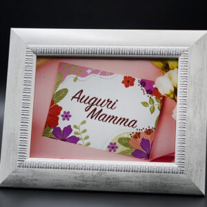 Cornice di Legno Spatolato Argento Bianco